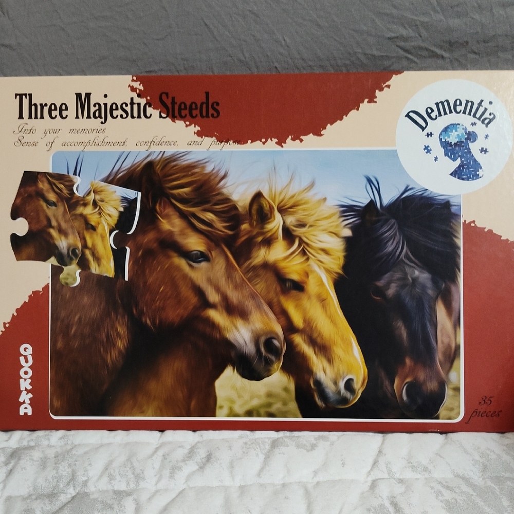 Quokka "Three Majestic Steeds" Dementia Puzzle, 35 Large Pieces